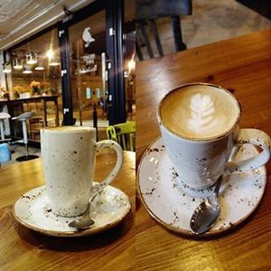 Coffee cups.   at Brunet Kafe in Warsaw