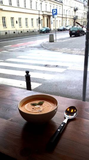 Daily warm soups.  at Brunet Kafe in Warsaw