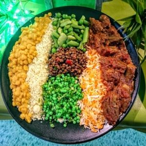 ";Half and Half"; plate at Merkamo Ethiopian in East London