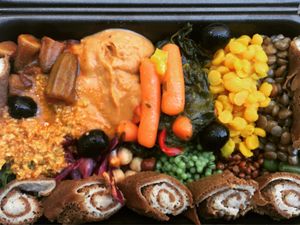 delicious mixed plate at Merkamo Ethiopian in East London