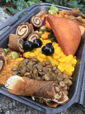 the yummy injera traditional plate at Merkamo Ethiopian in East London