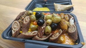 traditional plus samosa, nom nom at Merkamo Ethiopian in East London