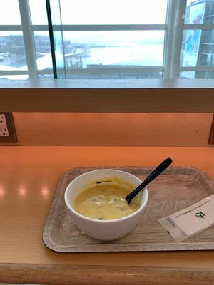 Veggie corn chowder soup at HND - True Soup in Tokyo