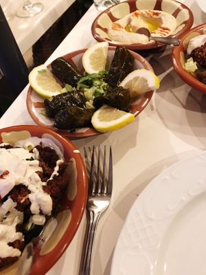 Vine leaves stuffed with rice mints and veg at Restaurante Beirut in Gran Canaria