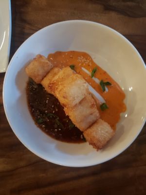 rice tots, spicy mayo, and dragon sauce at Lila in Sarasota