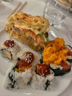 Mushroom burger vegan sushi at Lila in Sarasota