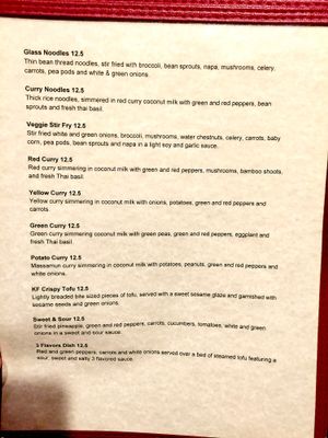 Vegan menu at Khom Fai in Macomb Township