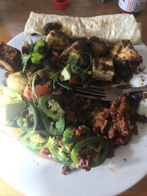 Papas loco without the cheese and sour cream and I added the Zen tofu and Soyrizo. Tasty and very filling! at Orphan Breakfast House in Sacramento