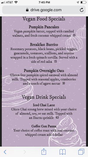 2019 vegan chef challenge menu at Orphan Breakfast House in Sacramento