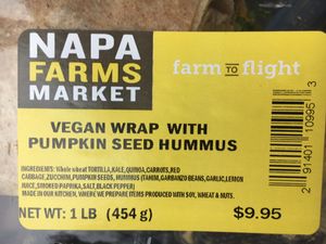 Clearly labelled vegan option at SFO - Napa Farms Market - T2 in South San Francisco