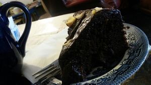 vegan chocolate cake  at Mrs F's Fine Food Emporium in Keswick
