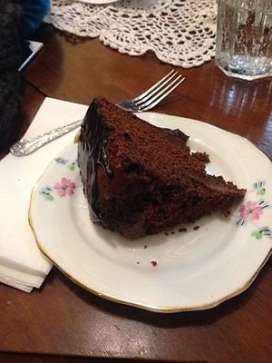 Vegan chocolate cake  at Mrs F's Fine Food Emporium in Keswick