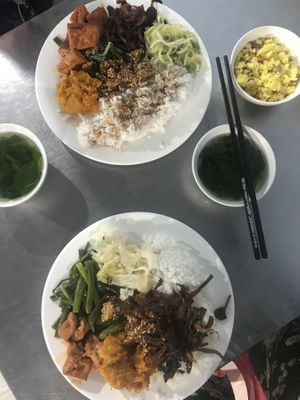 Buffet and small soup  at Com Chay Minh Thin in Qui Nhon