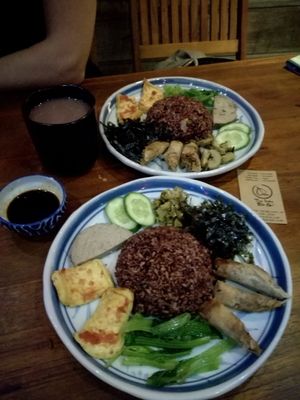 Spring rolls,wakame seaweed,rice,etc etc at Thuc Duong Bao An - Bao An Macrobiotic in Da Nang