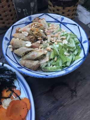 Noodle and spring roll dish   at Thuc Duong Bao An - Bao An Macrobiotic in Da Nang