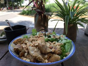 Noodles with spring rolls at Thuc Duong Bao An - Bao An Macrobiotic in Da Nang