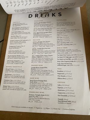 Drinks list clearly labelled   at Mowgli - Water St in Liverpool