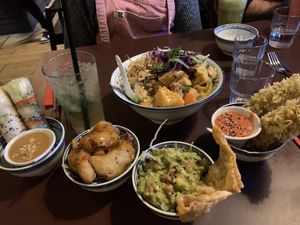 King Kong bowl, summer rolls, crispy tofu fingers  at 1990 Vegan Living in Berlin