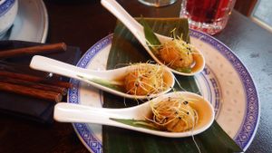 Pearl on spoon at 1990 Vegan Living in Berlin