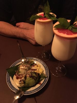 Secret garden drink and dessert at 1990 Vegan Living in Berlin