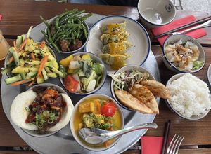 Shared platters by three  at 1990 Vegan Living in Berlin