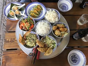 Our selection of dishes at 1990 Vegan Living in Berlin