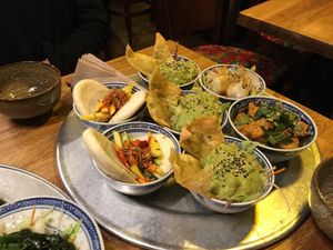 Selection of small dishes at 1990 Vegan Living in Berlin