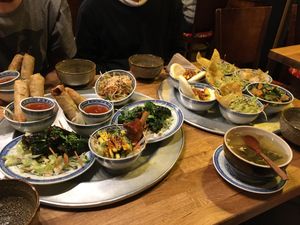 Selection of small dishes at 1990 Vegan Living in Berlin
