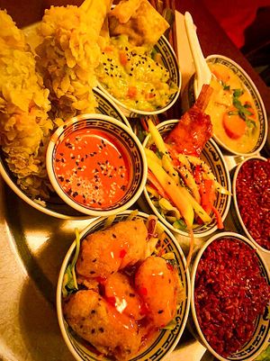 Sharing small plates at 1990 Vegan Living in Berlin