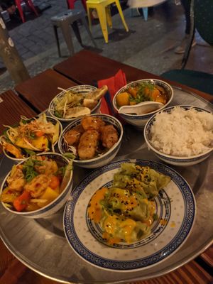 A mix of small dishes at 1990 Vegan Living in Berlin