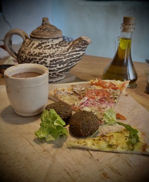 Cacao, pizza, falafel 🤗  at Casa La Familia in Vilnius