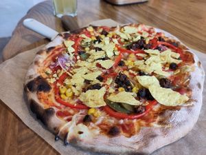 Mexican nacho pizza at Casa La Familia in Vilnius