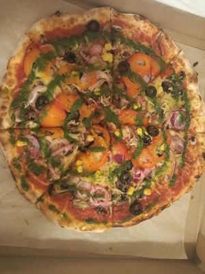 Vegetarian classic with vegan cheese at Casa La Familia in Vilnius