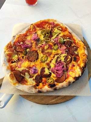 Vegan pepperoni at Casa La Familia in Vilnius