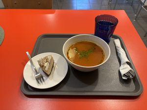 Minestrone and cake   at VE.DOM.E Vegan Bistro in Kosice