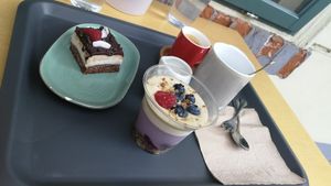 Raw dessert with coffee at VE.DOM.E Vegan Bistro in Kosice