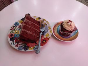 Brownie red velvet cake and red velvet cupcake at VIDA Bakery - Online in East London