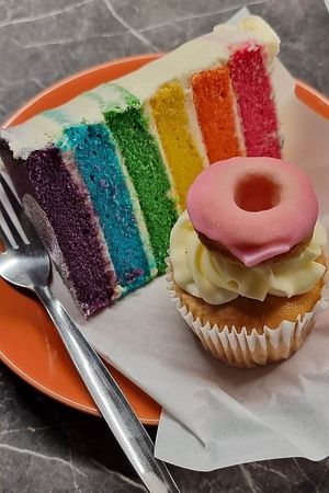 Rainbow cake + Doughnut cupcake at VIDA Bakery - Online in East London