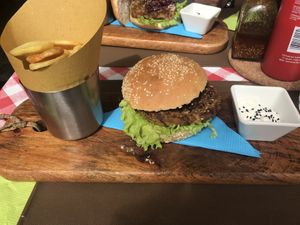 Chickpea burger ✌️ at By Valeria in Santa Maria