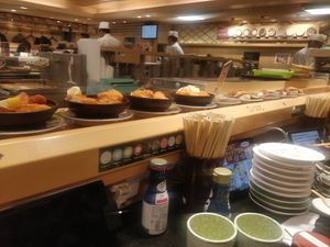 The conveyor belt at Katsu Midori in Tokyo
