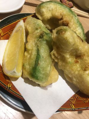 Avocado tempura  at Katsu Midori in Tokyo