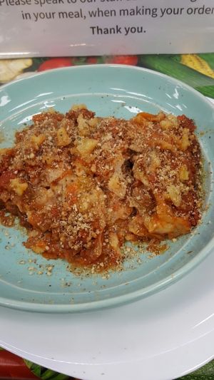 Vegan lasagne bolognese at Vegan Yes - Nag's Head Market in North London