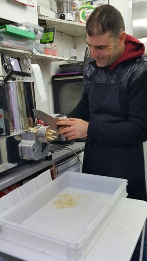 Freshly made vegan pasta at Vegan Yes - Nag's Head Market in North London
