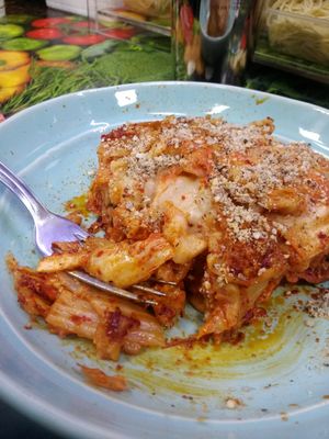 Kimchi lasagne at Vegan Yes - Nag's Head Market in North London