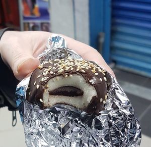 Dark chocolate mochi at Vegan Yes - Nag's Head Market in North London