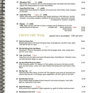 Menu at Naam Pla Thai Kitchen in Castlemaine