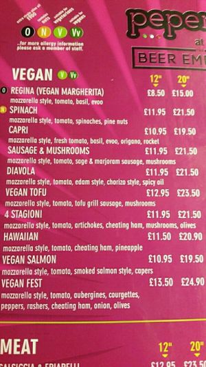 Vegan pizzas at Pepe Nero Italian - The Full Moon in Bristol