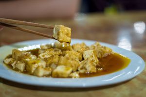 Fried tofu (with garlic!) at Yummy Restaurant in Cat Ba