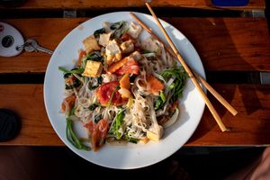 Fried noodles at Yummy Restaurant in Cat Ba