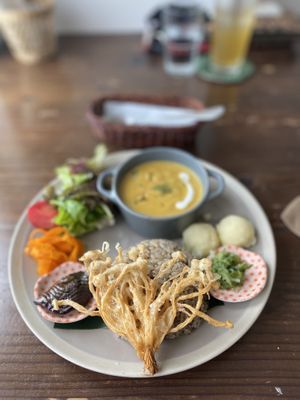 Curry, fried Enoki & rice  at Imacoco in Okinawa